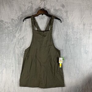 Tinseltown Juniors M Denim‎ Pullover Pinafore Overall Dress Jumper Olive Green